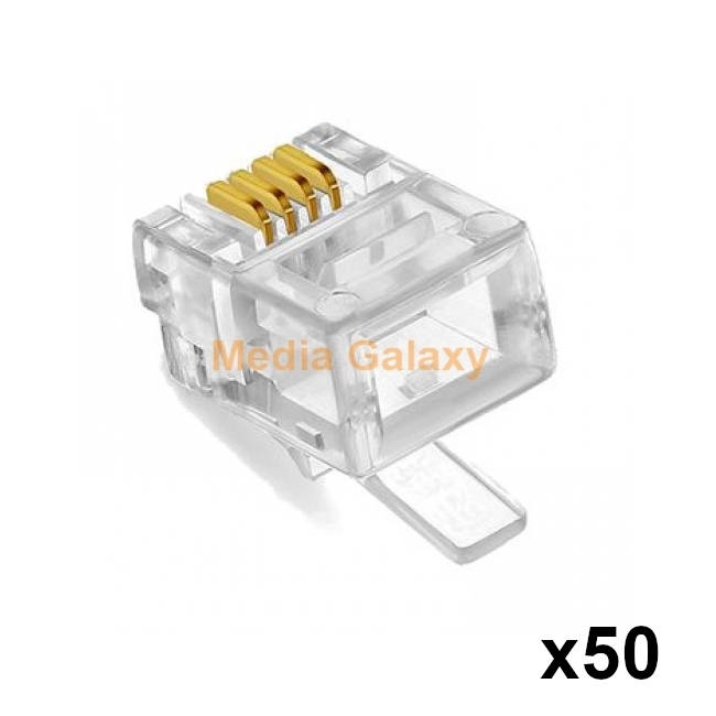 50 קונקטורים RJ11 6P4C אמריקאי ללחיצה על כבל טלפון