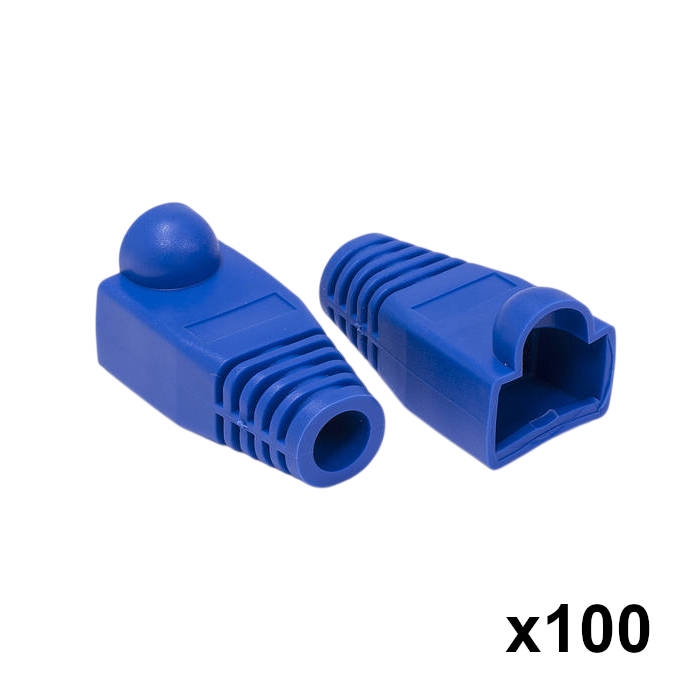 100 יחידות כיסוי גומי לקונקטור RJ45 - צבע כחול