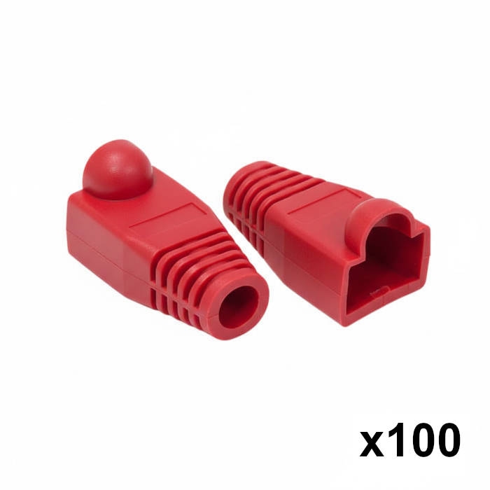 100 יחידות כיסוי גומי לקונקטור RJ45 - צבע אדום