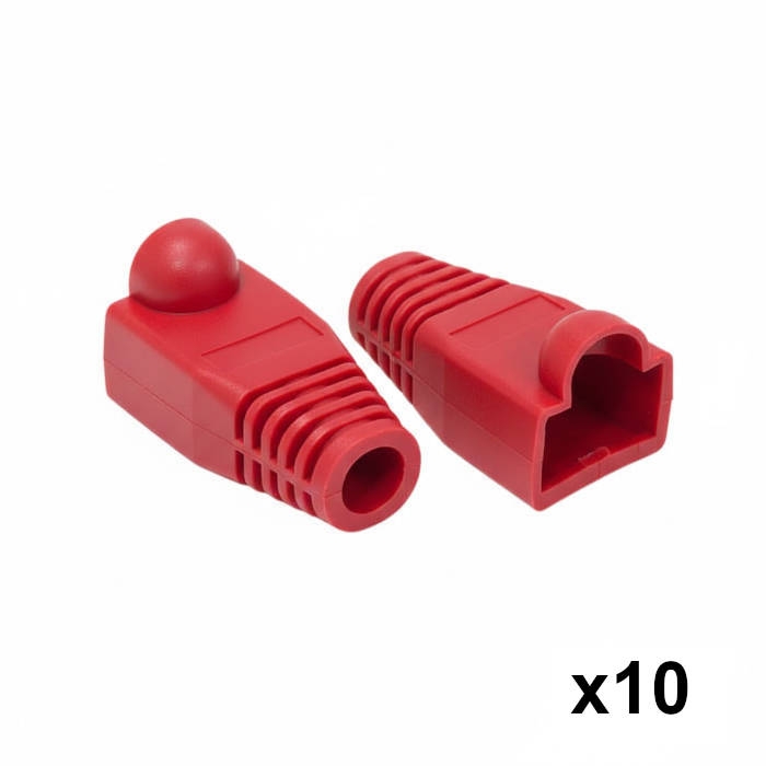 10 יחידות כיסוי גומי לקונקטור RJ45 - צבע אדום