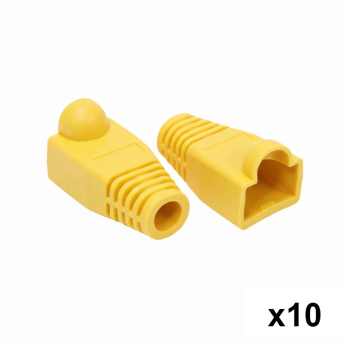10 יחידות כיסוי גומי לקונקטור RJ45 - צבע צהוב