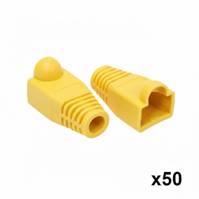 50 יחידות כיסוי גומי לקונקטור RJ45 - צבע צהוב