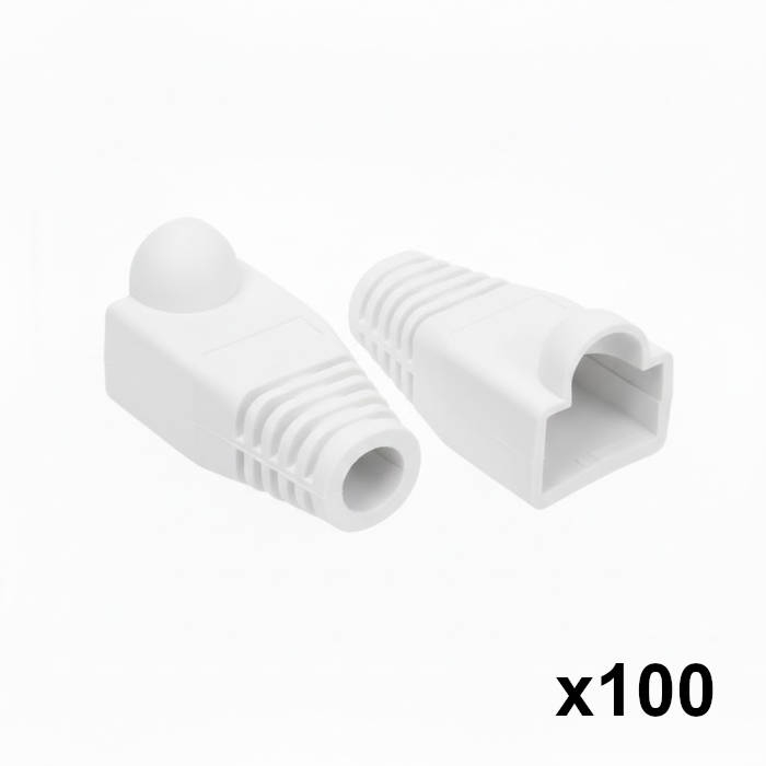 100 יחידות כיסוי גומי לקונקטור RJ45 - צבע לבן