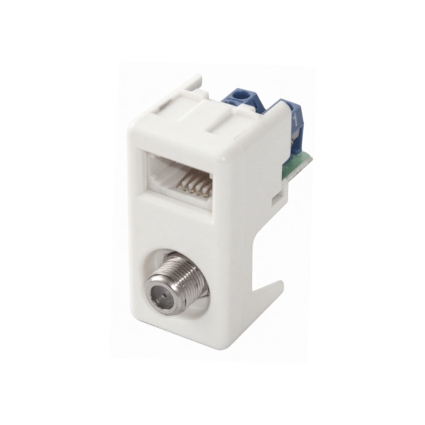 שקע משולב לגוויס חיבור כבלים F + טלפון לסידרת System של Gewiss