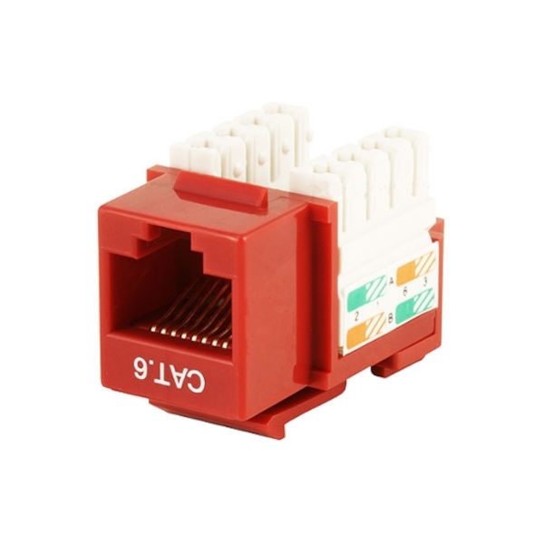 שקע קיסטון RJ45 CAT6 אדום בתקן UL