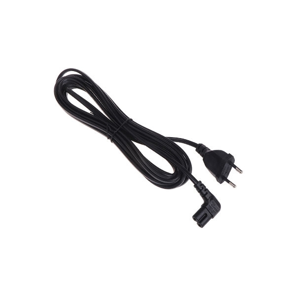 כבל חשמל 220V דו פיני לחיבור C7 שמיניה זוויתי אורך 1.8 מטר