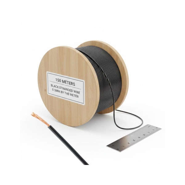 חוט חשמל שזור 0.5 מילימטר עם בידוד שחור - מחיר למטר רץ