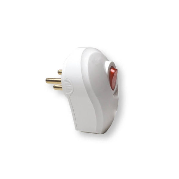 תקע צד חשמל לבן + מפסק לחיבור על כבל