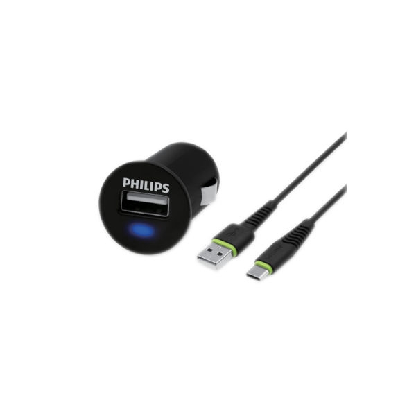 מטען USB מהיר לרכב Philips 2.1A  כולל כבל Type C