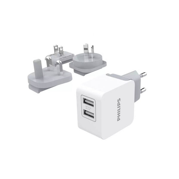 מטען USB מהיר בינלאומי עם טעינה כפולה Philips