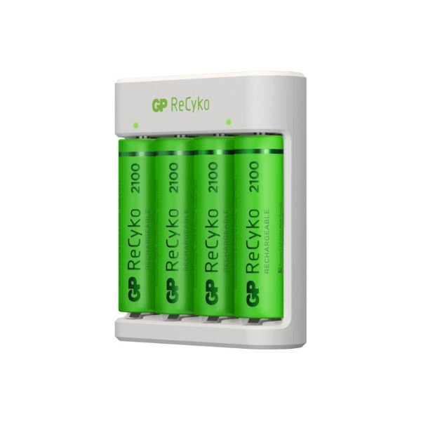 4 סוללות נטענות AA 2100 כולל מטען USB