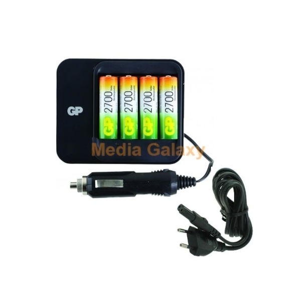מטען חשמל ורכב מהיר + 4 סוללות GP AA 2700mA