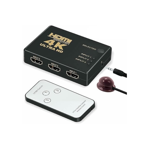 ממתג HDMI 4K עם 3 כניסות ושלט