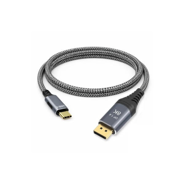 כבל דו כיווני מקצועי Displayport - Type C  8K אורך 1.8 מטר
