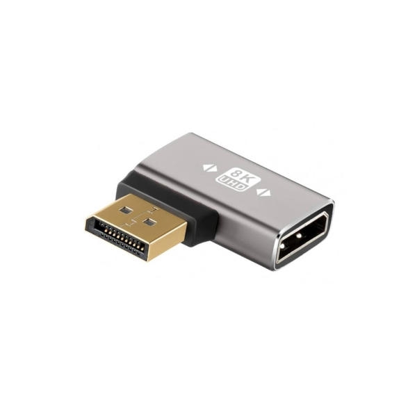 מתאם זוויתי DISPLAYPORT 1.4 8K@60HZ זכר-נקבה לצד ימין