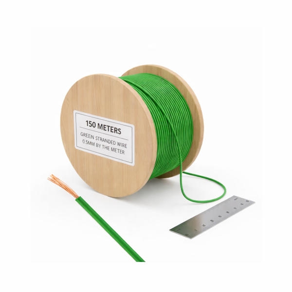 חוט חשמל שזור 0.5 מילימטר עם בידוד ירוק - מחיר למטר רץ