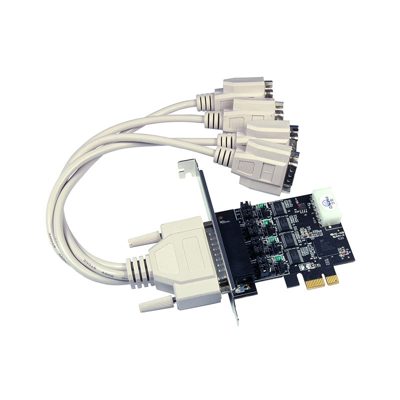 כרטיס הרחבה PCIe עם 4 יציאות RS-232 והזנת מתח