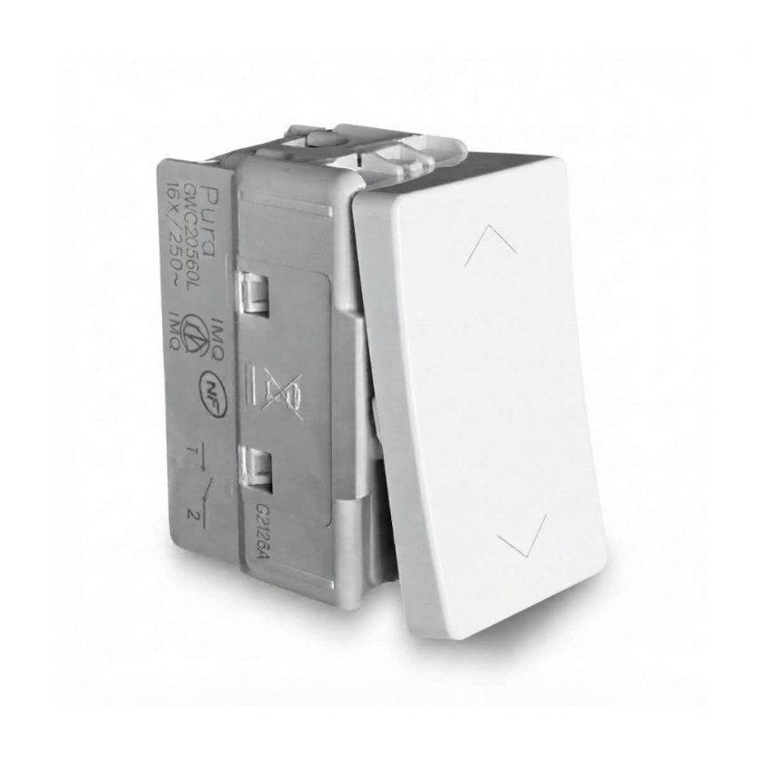 מפסק תריס 2P 10AX ‏250V AC, לבן מבריק, Gewiss System Pura GWC20560L
