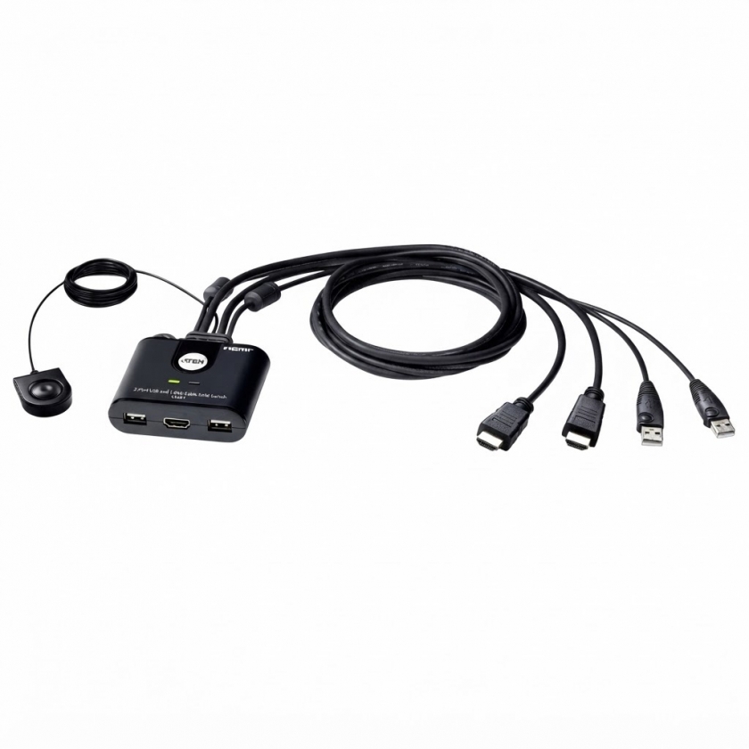 מתג KVM HDMI ו-USB לשני מחשבים ATEN CS22HF עם בורר מרוחק