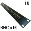 פנל 1U לארון תקשורת עם 16 חיבורי BNC נקבה