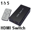 קופסת מיתוג HDMI Switch מ-5 חיבורים ל-1 תומך 1080p Full HD כולל שלט