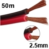 50 מטר כבל רמקול רב גידי 2.5 מ"מ - אדום/שחור