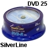 25 יחידות דיסקים לצריבה SilverLine DVD-R x16 4.7GB Cake