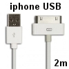 כבל USB לבן 2 מטר ל-iphone 4