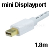 כבל Mini DisplayPort  זכר-זכר אורך 1.8 מטר צבע לבן