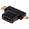 מתאם HDMI נקבה ל- מיקרו HDMI ו- מיני HDMI מוזהב