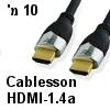 כבל HDMI 1.4a מקצועי 10 מטר תוצרת Cablesson תומך 3D