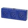 פס 3 שקעי חשמל 220V בצבע כחול להתקנה על הטיח תוצרת ניסקו דגם SUPER N-3