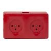 שקע חשמל כפול 220V בצבע אדום להתקנה על הטיח תוצרת ניסקו דגם NNB-2