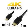 כבל HDMI למיני mini HDMI בתקן 2.0 אורך 1 מטר, תומך 3D ו-4K