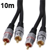 כבל אודיו מקצועי 2RCA אורך 10 מטר HQAS3611/10 תוצרת HQ