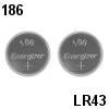 זוג סוללות כפתור מסוג 186 LR43 תוצרת Energizer