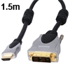 כבל HDMI-DVI מקצועי באורך 1.5 מטר תוצרת HQ דגם HQSS5551/1.5