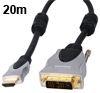 כבל HDMI-DVI מקצועי באורך 20 מטר תוצרת HQ דגם HQSS5551/20