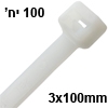 100 יחידות אזיקונים (חבק) לבן 3x100 מ"מ