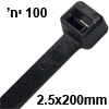 100 יחידות אזיקון (חבק) שחור 2.5x200 מ"מ