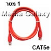 כבל רשת מסוכך CAT5e באורך 1 מטר בצבע אדום