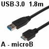 כבל USB-3.0 מסוכך חיבור A זכר למיקרו B זכר אורך 1.8 מטר תוצרת Nedis דגם CABLE-1132-1.8