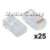 25 יחידות - קונקטור RJ45 לכבל רשת CAT5, CAT5e