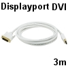 כבל לבן איכותי Displayport ל-DVI אורך 3 מטר