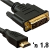 כבל HDMI-DVI אורך 1.8 מטר  עם 24+1 פינים