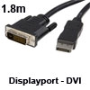 כבל וידאו עם חיבור Displayport לחיבור DVI באורך 1.8 מטר