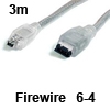 כבל FireWire איכותי מסוכך 4-6 פינים באורך 3 מטר