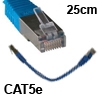 כבל רשת מסוכך CAT5e באורך 25 סנטימטר בצבע כחול