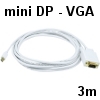 כבל איכותי לבן mini DisplayPort ל-VGA אורך 3 מטר