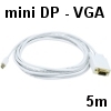 כבל איכותי לבן mini DisplayPort ל-VGA אורך 5 מטר